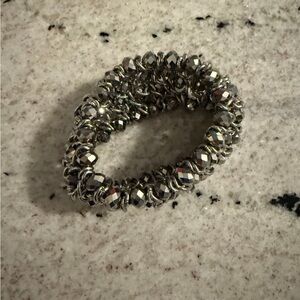 Dark silver colored and grey costume jewelry bracelet